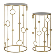Set di Tavolini Cerchi 35, Oro, Metallo, 50x50x100 cm