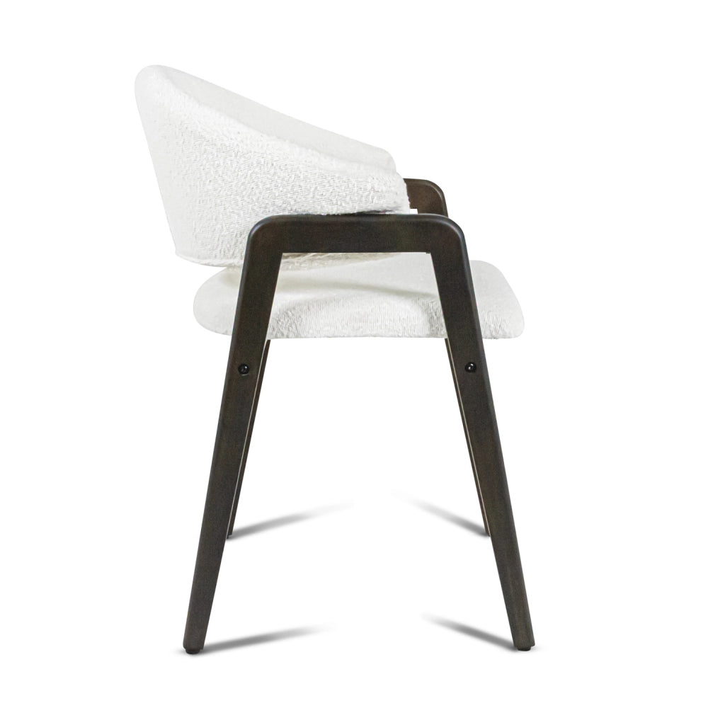 Canberra Bouclè - Coppia di 2 poltroncine in legno massello di Parawood e tessuto bouclè antimacchia