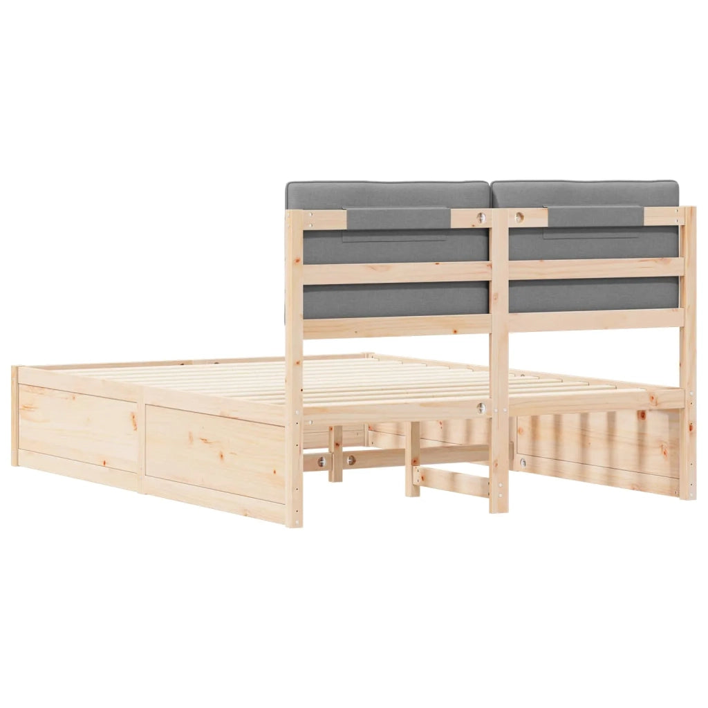 Letto con Testiera Rivestita Grigio chiaro 140 x 190 cm