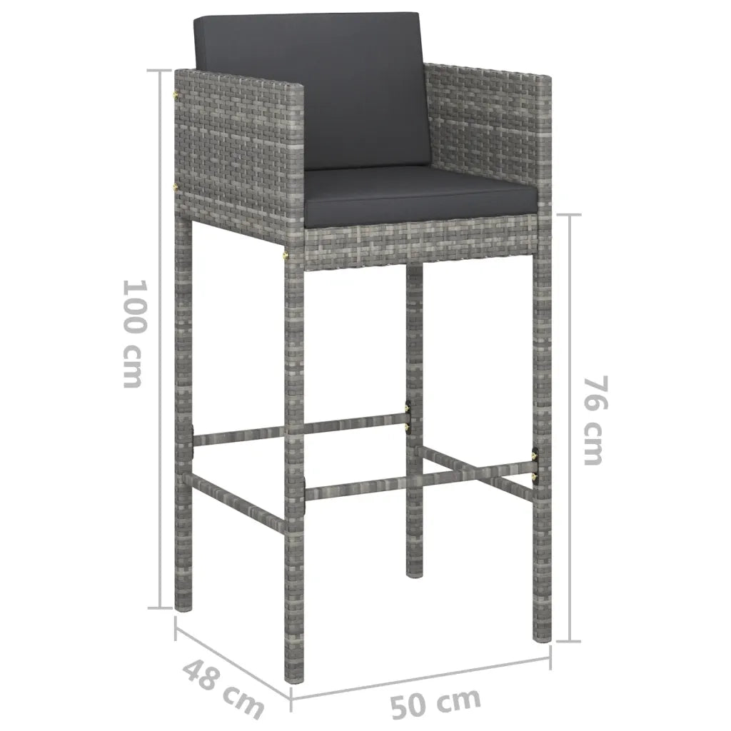 Set da Bar da Giardino 5 pz con Cuscini in Polyrattan Grigio 3094785
