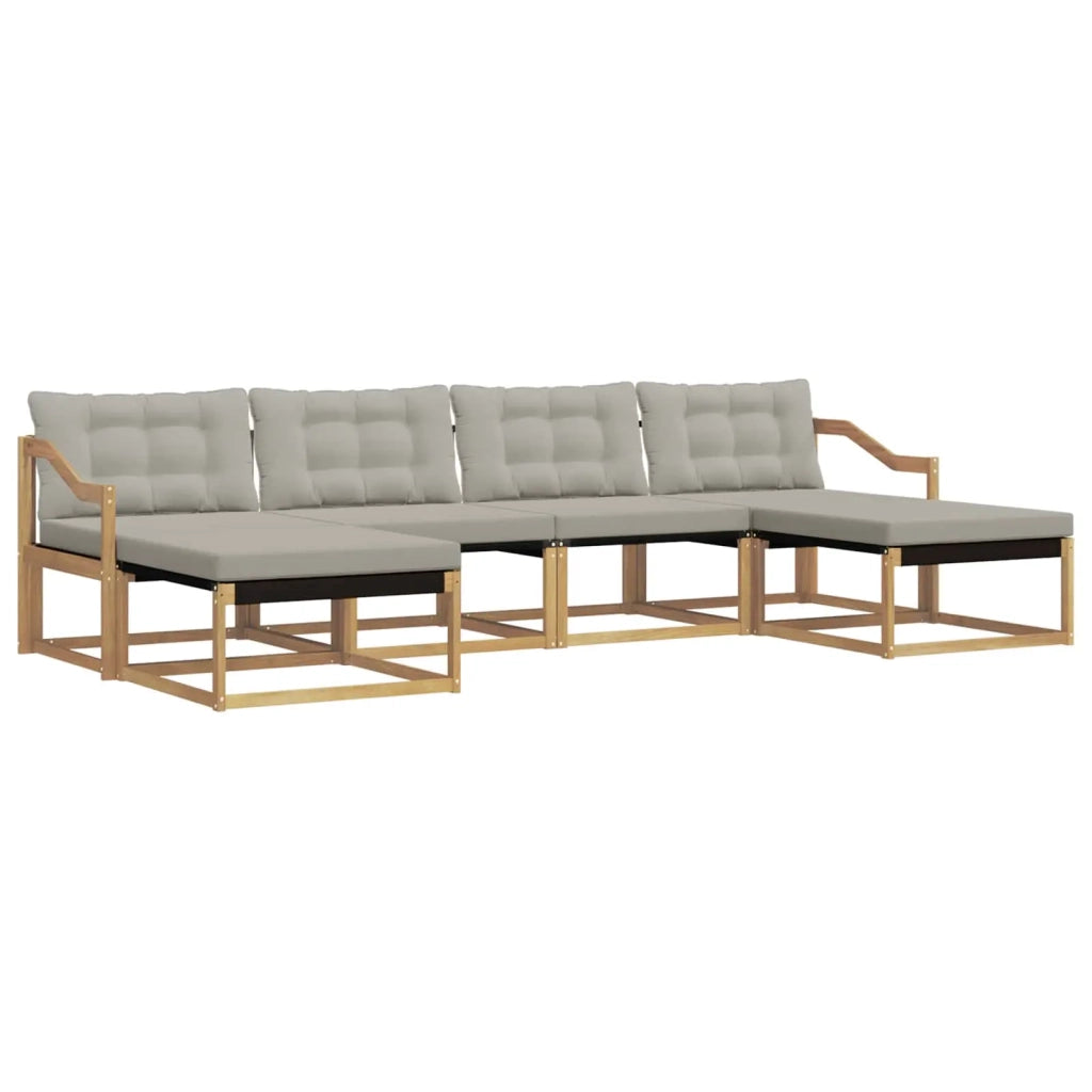 Set di divani da esterno 6 pcs Bianco e Grigio Chiaro