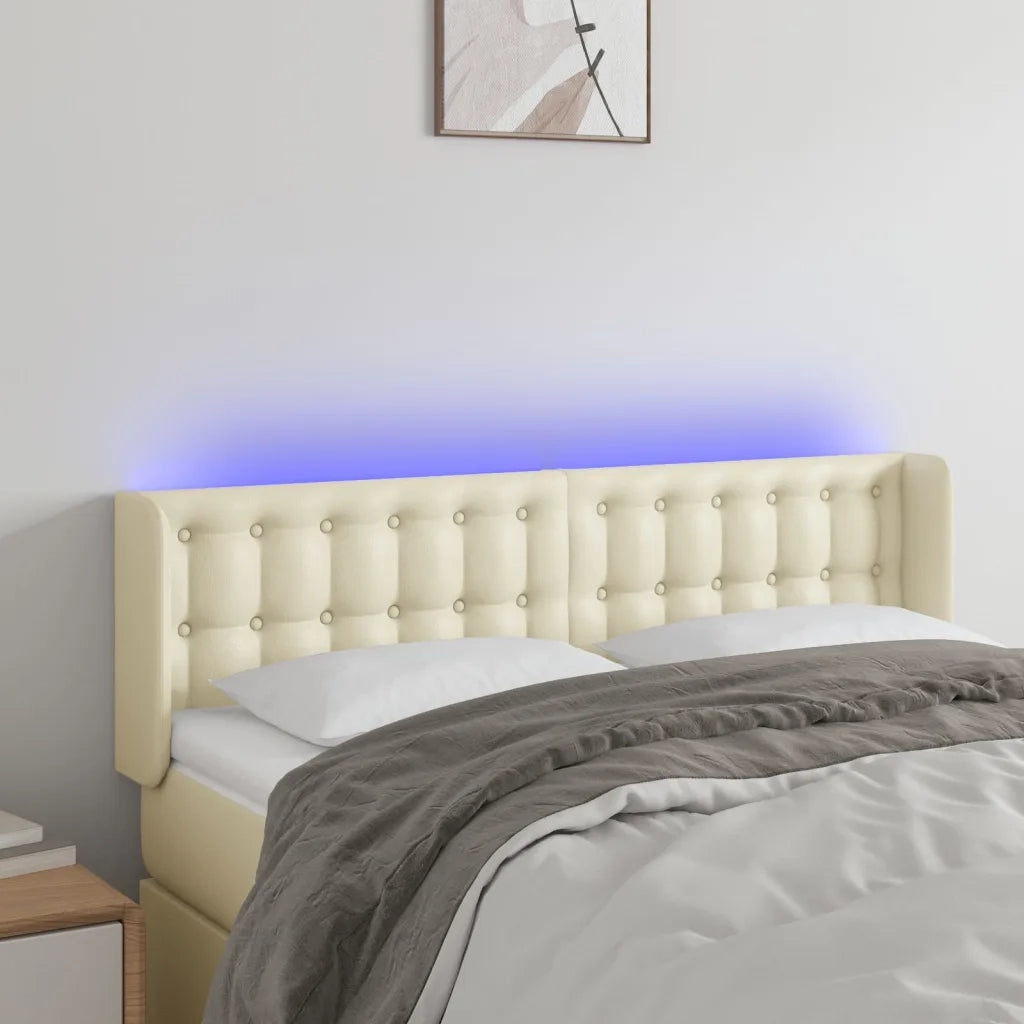 Testiera a LED Crema 147x16x78/88 cm in Similpelle 3123328