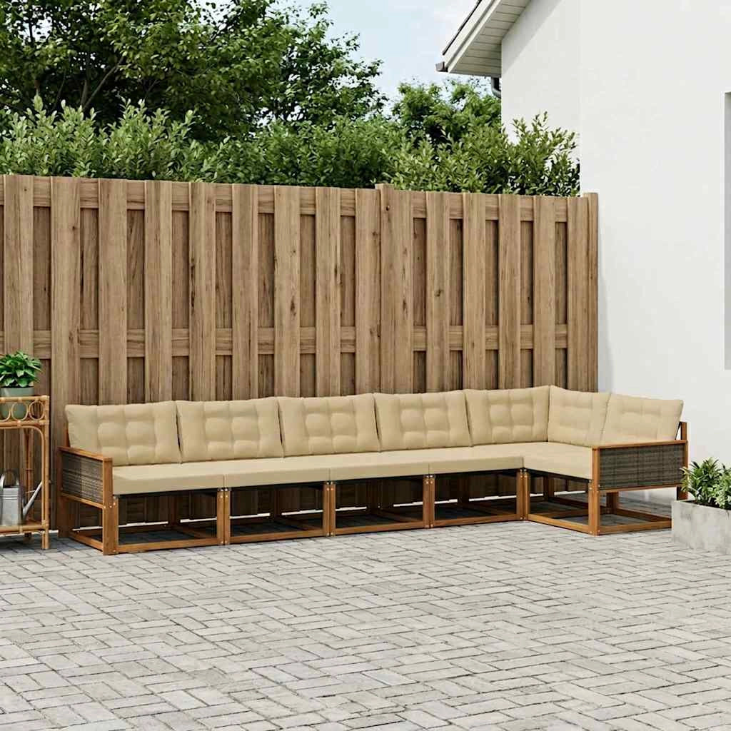 Set di divani da esterno 6 pz Naturale e Beige 3381453