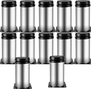 Set di 12 Poten di Acciaio Inossidabile 10 cm - Verstilabili - Ronde - Per Mobili e Bancali - Facile da Installare