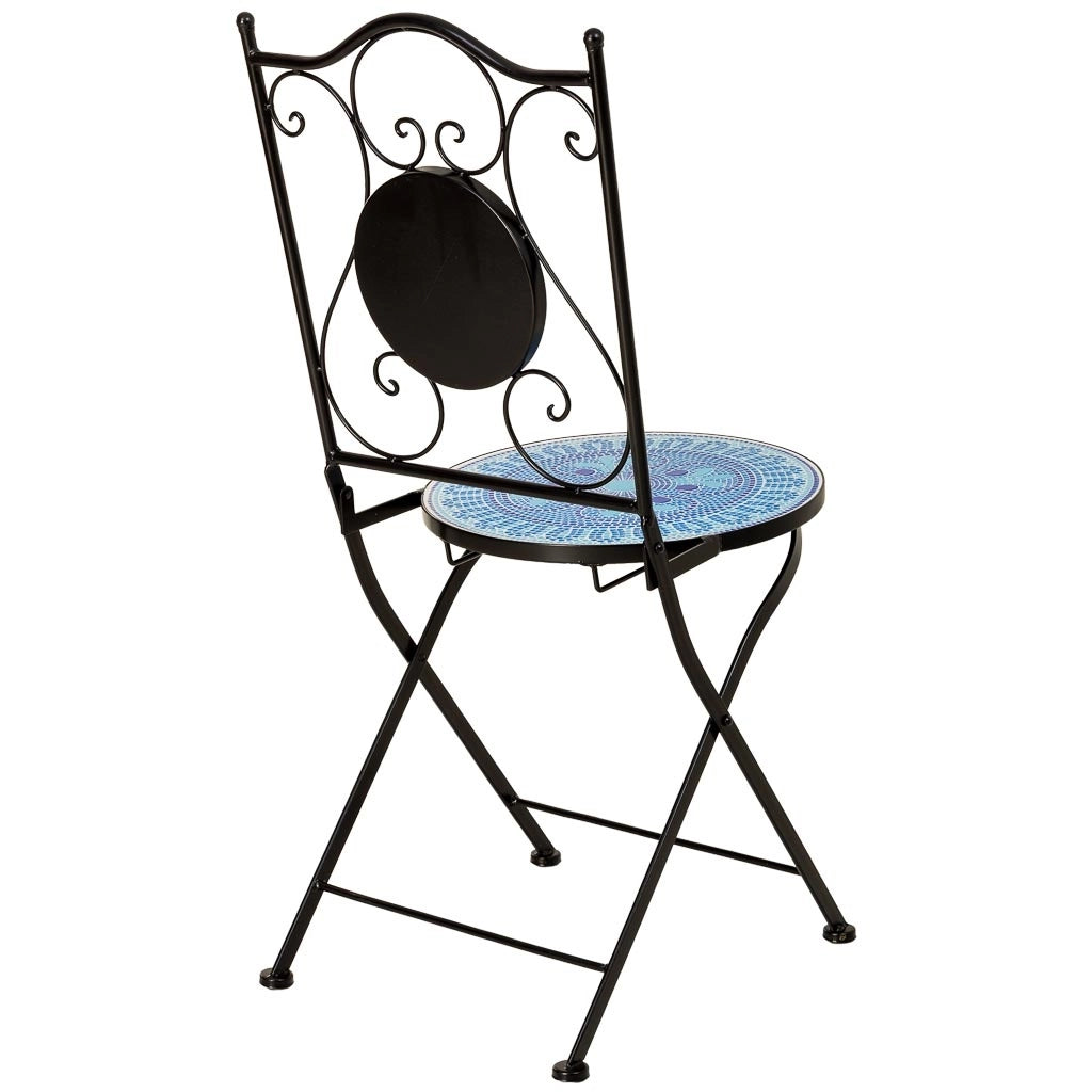 Set tavolo e 2 sedie in metallo, 60x60x75h cm, 38x46x90h cm