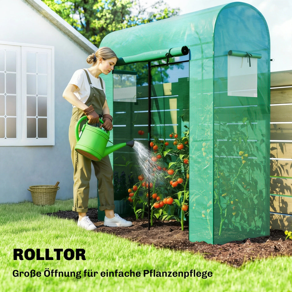 Serra per pomodori in PVC con porta a rullo e rete ¨C zephmum ¨C Verde 170x68x200 cm
