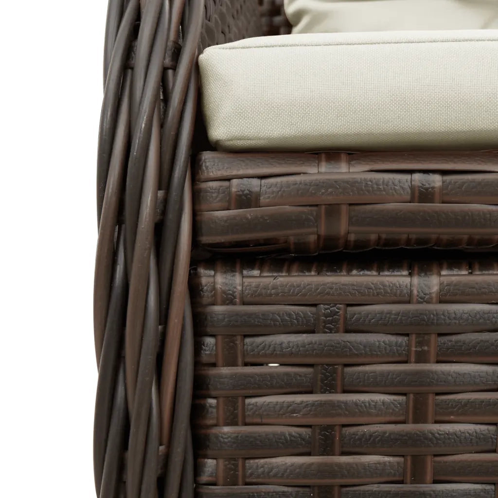 Set da Pranzo da Giardino 3pz | Set Salotto da Giardino con Cuscini in Polyrattan Marrone
