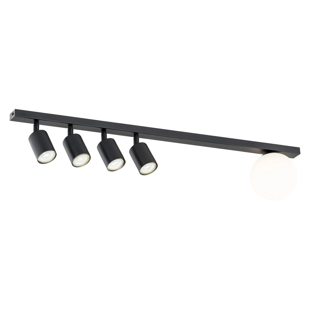 Plafoniera Minimal 5 Luci Sobek In Acciaio Nero E14+Gu10