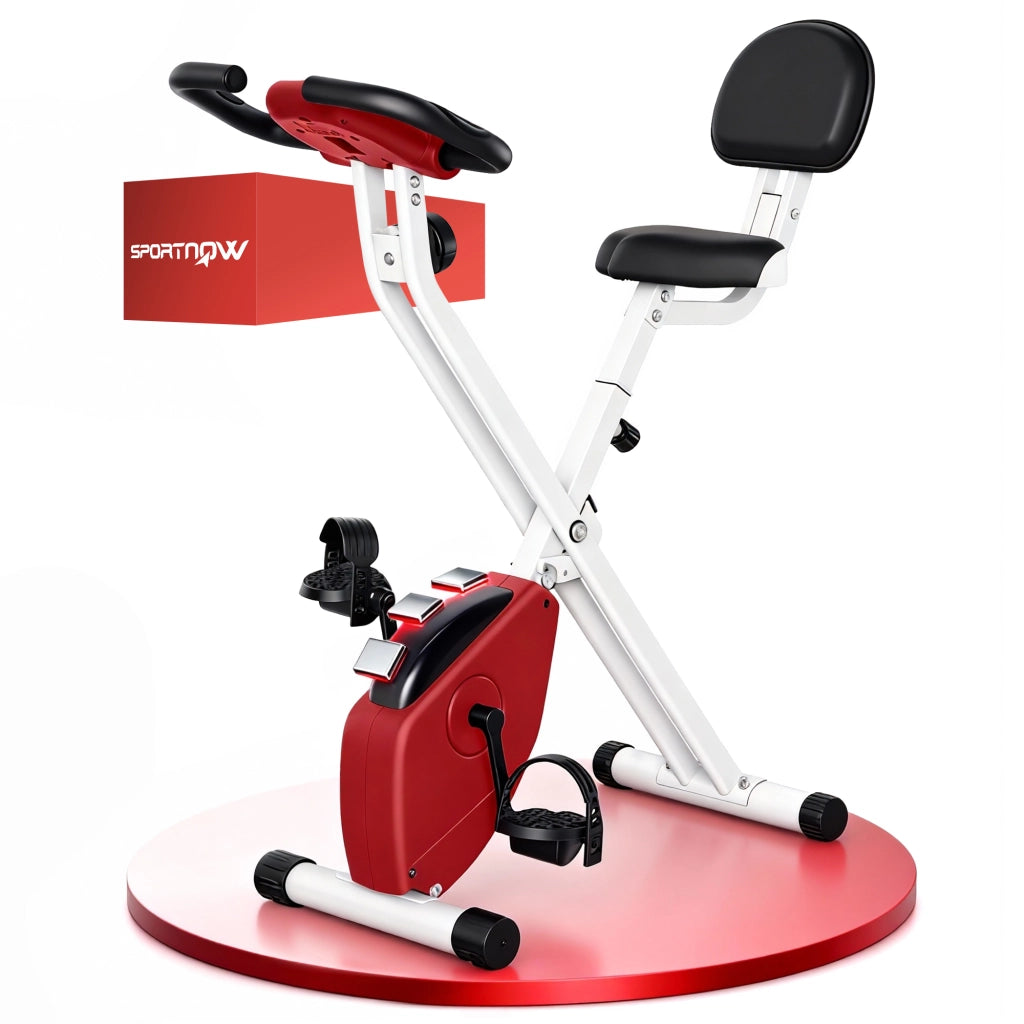 Bicicletta da Fitness Pieghevole con Sella Regolabile e Cardiofrequenzimetro ¨C zephmum ¨C Rosso 43x97x109 cm
