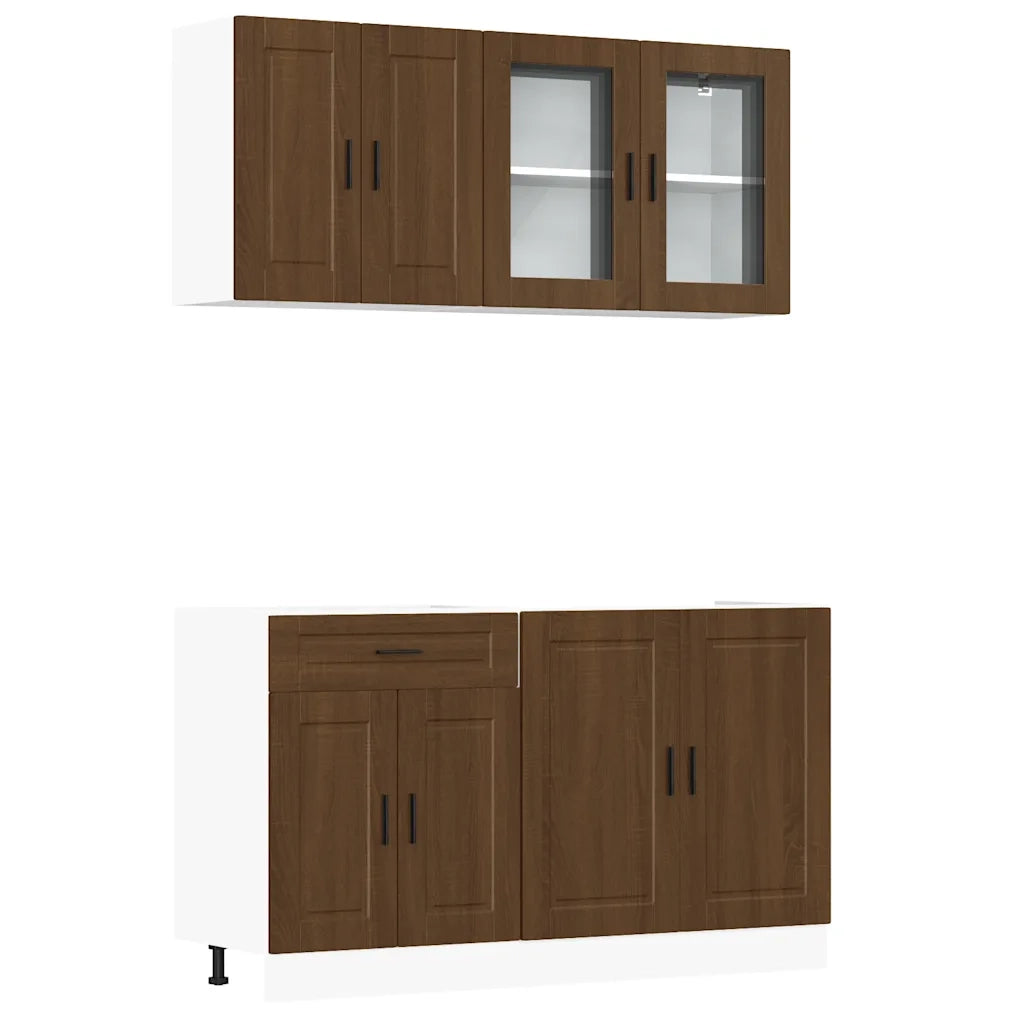 Set Mobili da Cucina 4 pz Kalmar Rovere Marrone in Truciolato