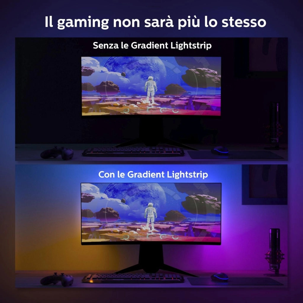 Philips Hue 929003498602 Hue Play Gradient Lightstrip per Monitor 32'' a 34'' 19 W colore Nero