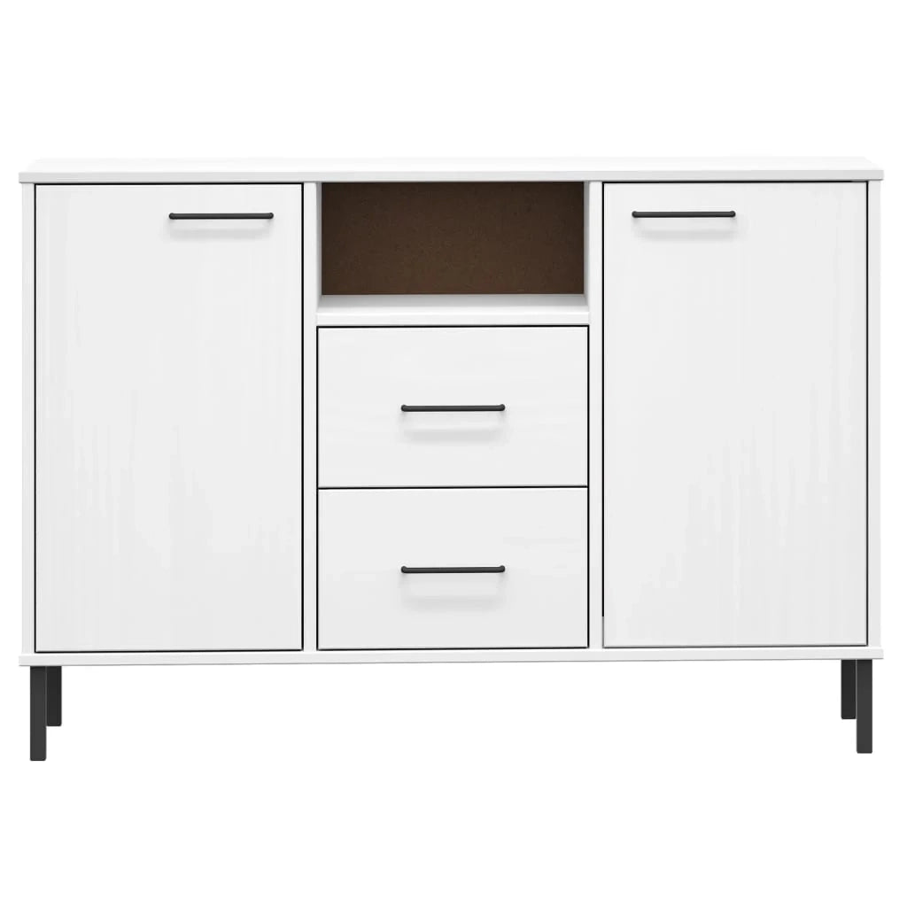 Buffet credenza cassettiera mobiletto mobile contenitore organizer per cucina soggiorno salotto con gambe in metallo 113 x 40 x 77 cm legno massello bianco 02_0030093