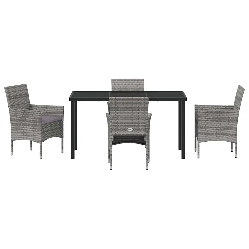 Set da Pranzo per Giardino con cuscino 5 pcs Grigio polyrattan 3379732