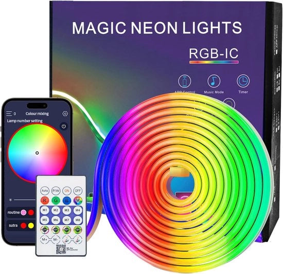 Striscia LED Neon 50m Acqua Resistente 230V Esterno - Striscia di Illuminazione Flessibile con Alimentatore e Controller per Interno e Esterno