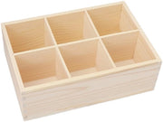 Organizzatore per penne in legno, contenitore per penne quadrato, 6 compartimenti, 4 compartimenti organizzatore per ufficio, penne in legno DIY, organizzatore per penne per carta da lettera (B)