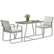 Set da giardino 2 persone con tavolo e sedie ¨C zephmum ¨C grigio, acciaio