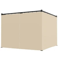 Pergola da Giardino con Tetto Retrattile e Tende, in Metallo e Poliestere, 300x300x227 cm, Beige