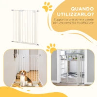 Cancelletto per Cani con 4 Viti Regolabili e Nastro Adesivo, in Metallo e Plastica, 86x104.1 cm, Bianco