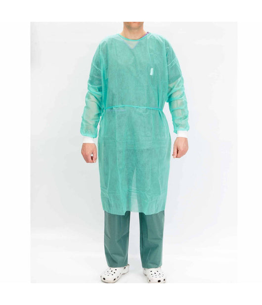 10pz Camice Idrorepellente Con Polsini 115x137cm 28/30g (50u) Senza Tasche         