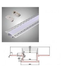 Profilo Ad Incasso A Scomparsa Alluminio 2 Mt Copertura Opaca Strip Led Al-12         