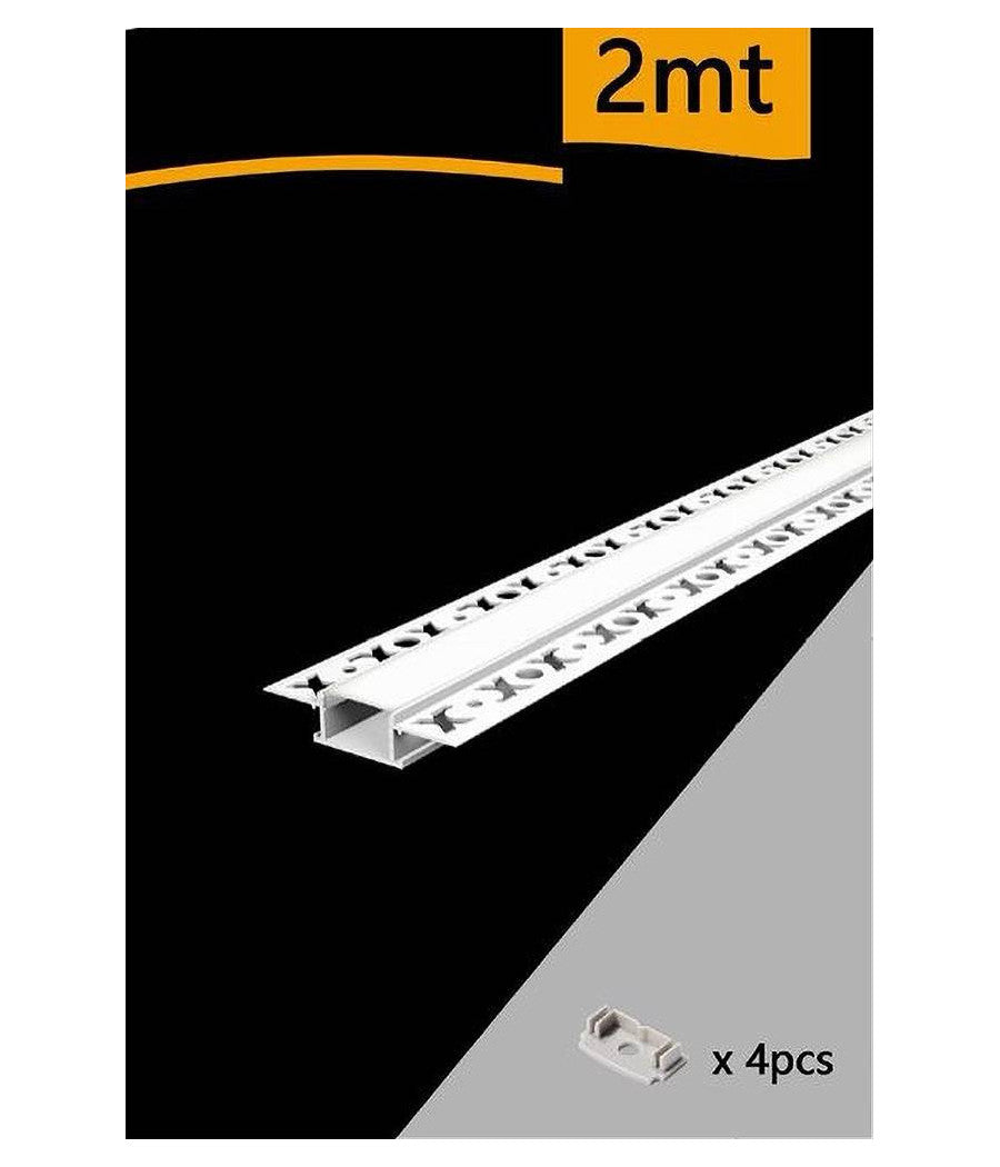 Profilo Ad Incasso A Scomparsa Alluminio 2 Mt Copertura Opaca Strip Led Al-12         