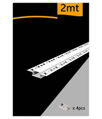 Profilo Ad Incasso A Scomparsa Alluminio 2 Mt Copertura Opaca Strip Led Al-12         