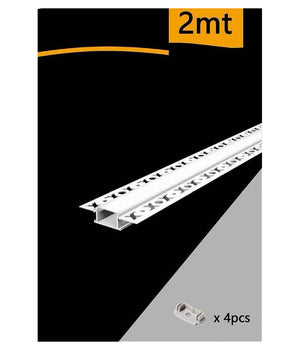 Profilo Ad Incasso A Scomparsa Alluminio 2 Mt Copertura Opaca Strip Led Al-12         