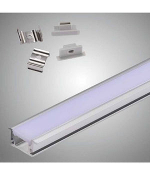 Profilo Ad Incasso In Alluminio 2 Mt Con Copertura Opaca Per Strip Led Al-13         
