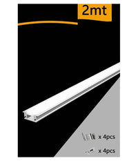 Profilo Ad Incasso In Alluminio 2 Mt Con Copertura Opaca Per Strip Led Al-13         