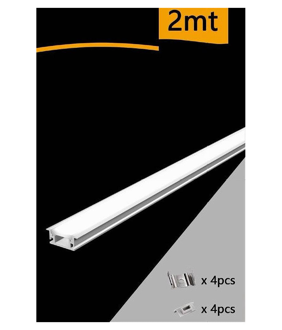 Profilo Ad Incasso In Alluminio 2 Mt Con Copertura Opaca Per Strip Led Al-13         