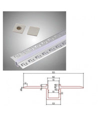 Profilo Da Incasso A Scomparsa Alluminio 2 Mt Copertura Opaca Strip Led Al-11         