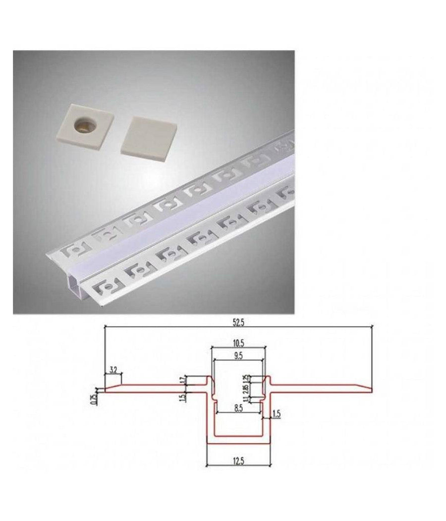 Profilo Da Incasso A Scomparsa Alluminio 2 Mt Copertura Opaca Strip Led Al-11         