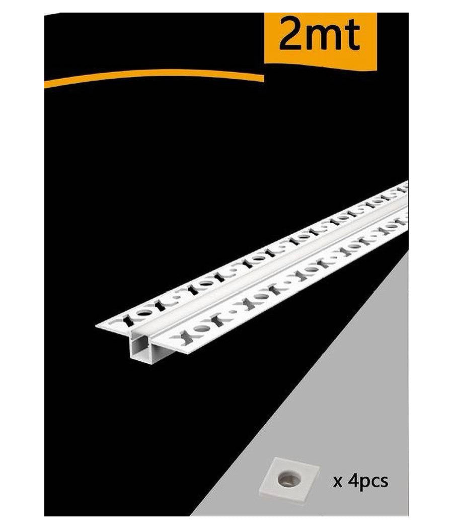 Profilo Da Incasso A Scomparsa Alluminio 2 Mt Copertura Opaca Strip Led Al-11         