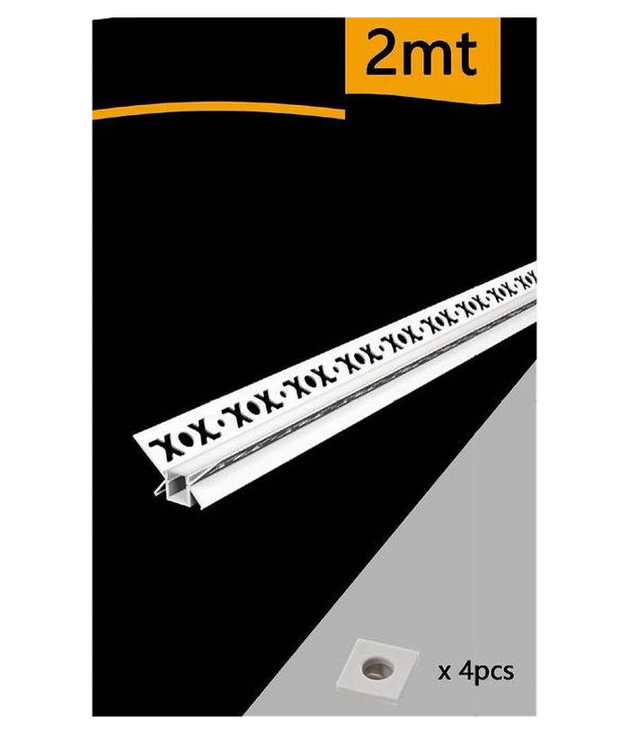 Profilo In Alluminio 2 Mt Cartongesso Angolo Interno Strip Led Strisce Al-26         