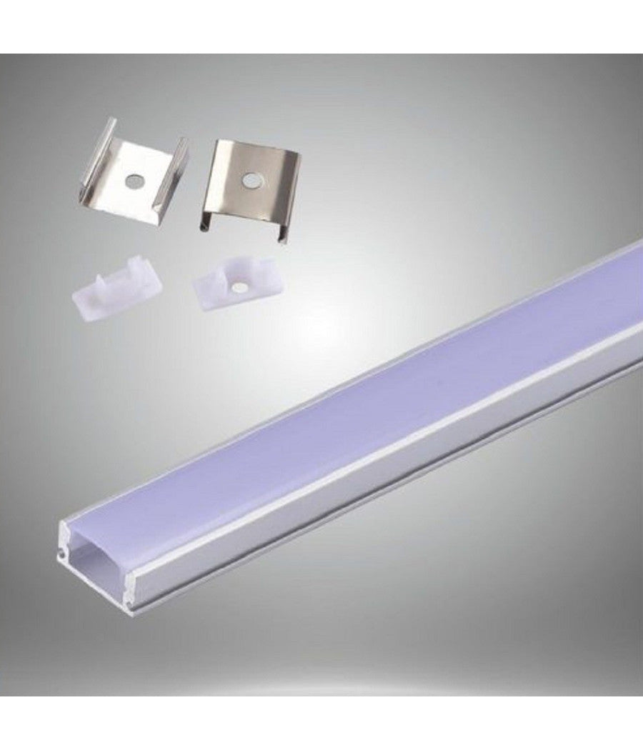 Profilo In Alluminio 2 Mt Incasso Per Strip Led Con Copertura Plastica Al-03         