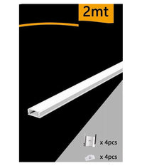 Profilo In Alluminio 2 Mt Incasso Per Strip Led Con Copertura Plastica Al-03         