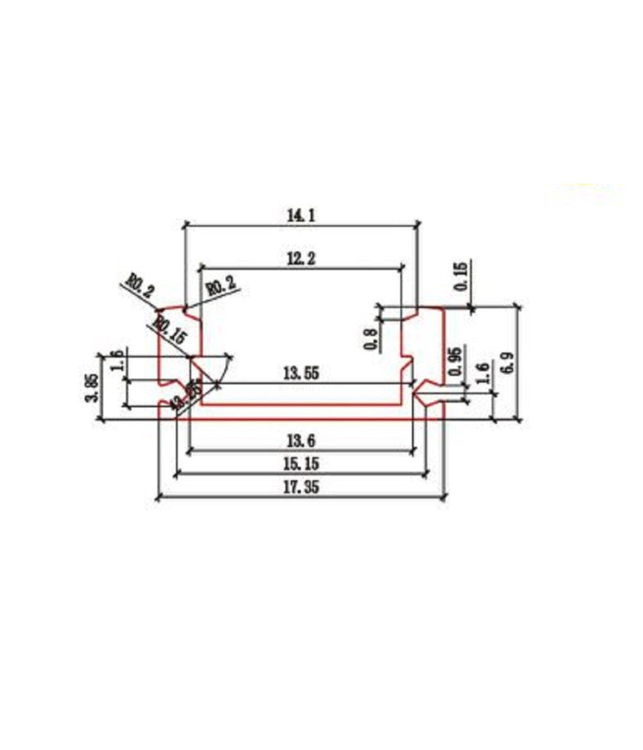 Profilo In Alluminio 2 Mt Incasso Per Strip Led Con Copertura Plastica Al-03         