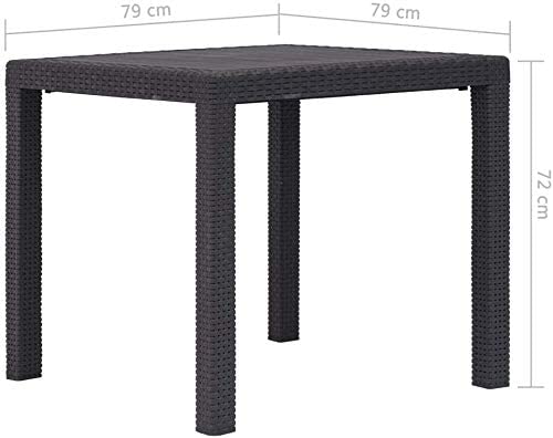 Tavolo da giardino quadrato 78x78x72h cm in plastica simil rattan colore antracite Tomaino