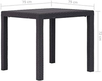 Tavolo da giardino quadrato 78x78x72h cm in plastica simil rattan colore antracite Tomaino