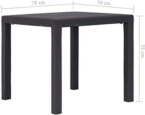 Tavolo da giardino quadrato 78x78x72h cm in plastica simil rattan colore antracite Tomaino