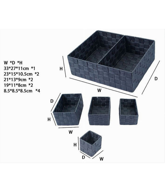 11 Pz Scatole Tessuto Componibili Organizer Bagno Armadi Cassetti Scaffali 79080         