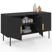 IDMarket - 110 cm MARCEL credenza nera a 3 ante con effetto dogato