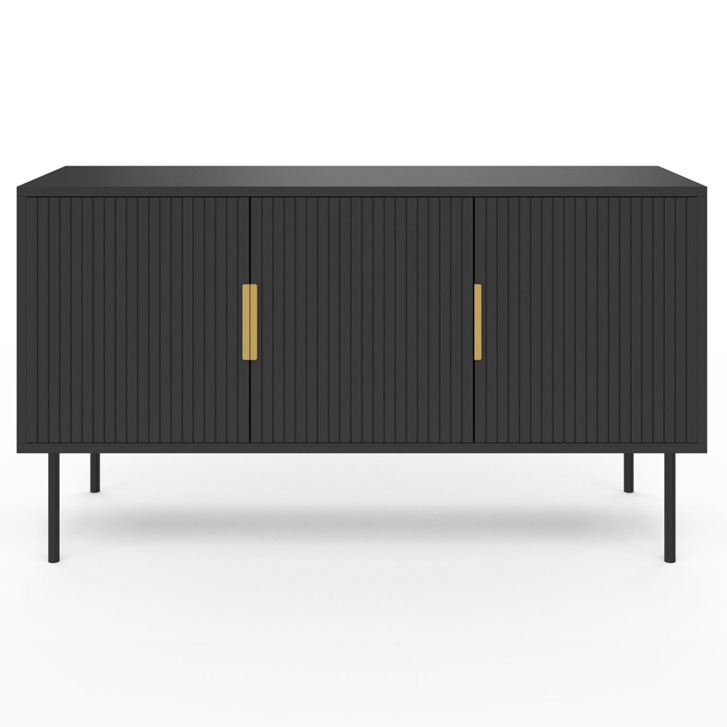 IDMarket - 110 cm MARCEL credenza nera a 3 ante con effetto dogato