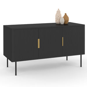 IDMarket - 110 cm MARCEL credenza nera a 3 ante con effetto dogato