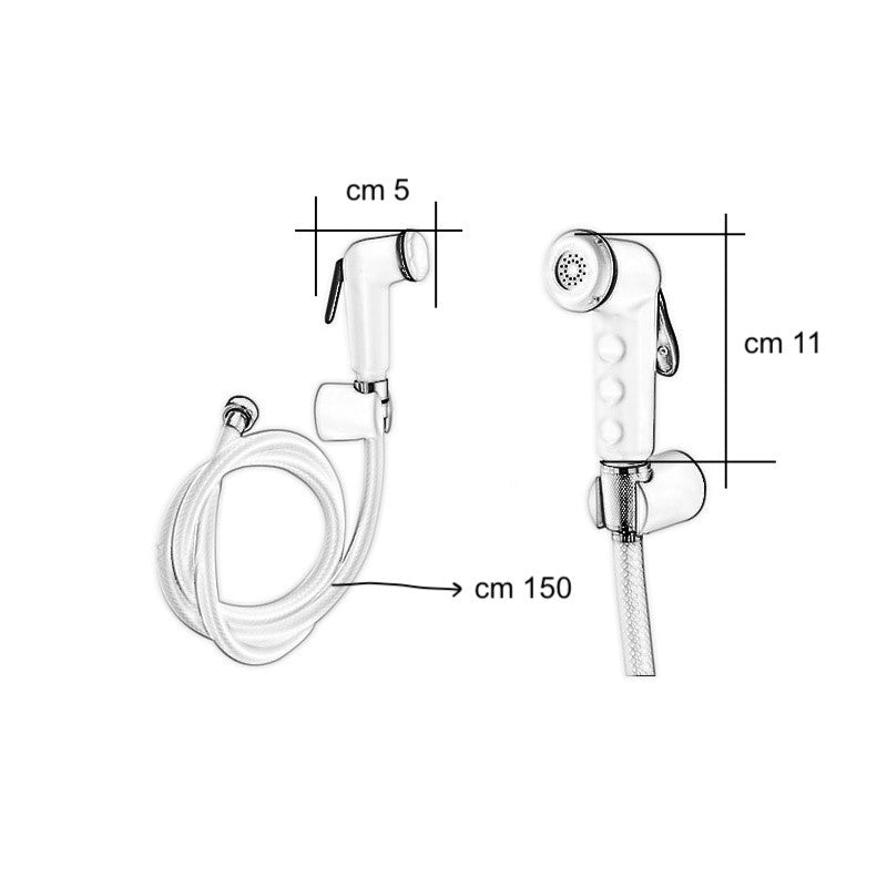 Kit idroscopino doccetta wc bianca con supporto e flessibile