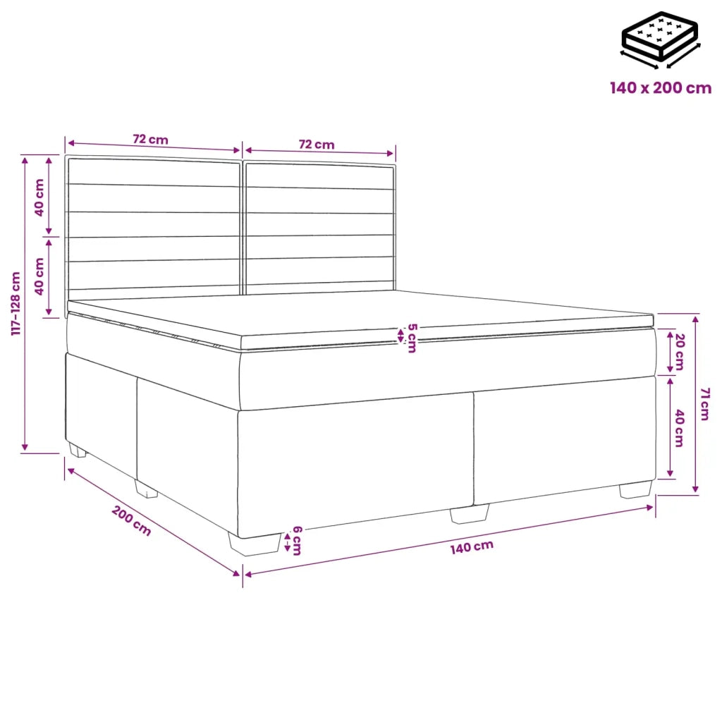 Letto box spring con materasso Grigio Chiaro 140 x 200 cm 3453416