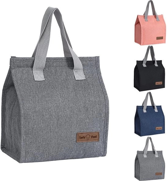 Borse da picnic per uomo e donna, Piccola borsa termica, Borsa per la spesa, Borsa da lavoro e scuola, Borsa da viaggio, Borsa da picnic pieghevole (grigia)