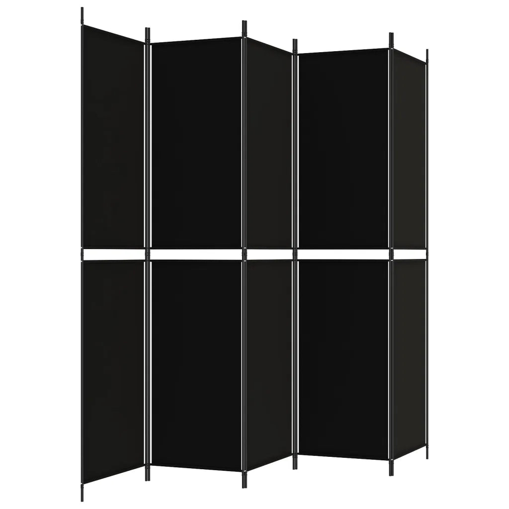 Divisorio 5 Pannelli Nero 250x220 cm Tessuto 350253