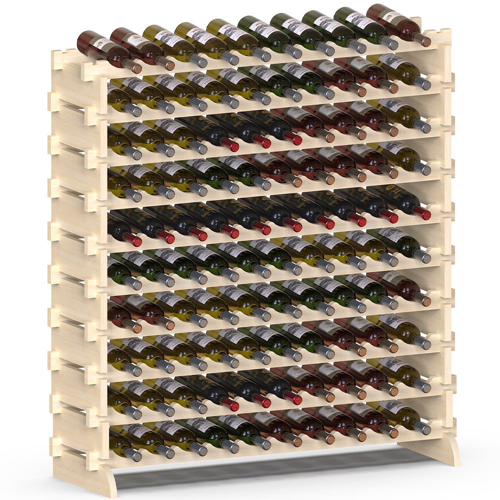 Cantinetta Portavino in Legno Naturale 100 Scomparti Bottiglie Bar Portabottiglie