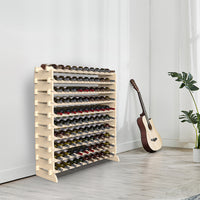 Cantinetta Portavino in Legno Naturale 100 Scomparti Bottiglie Bar Portabottiglie